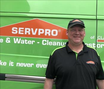 man with blonde hair, blue eyes with a SERVPRO hat 